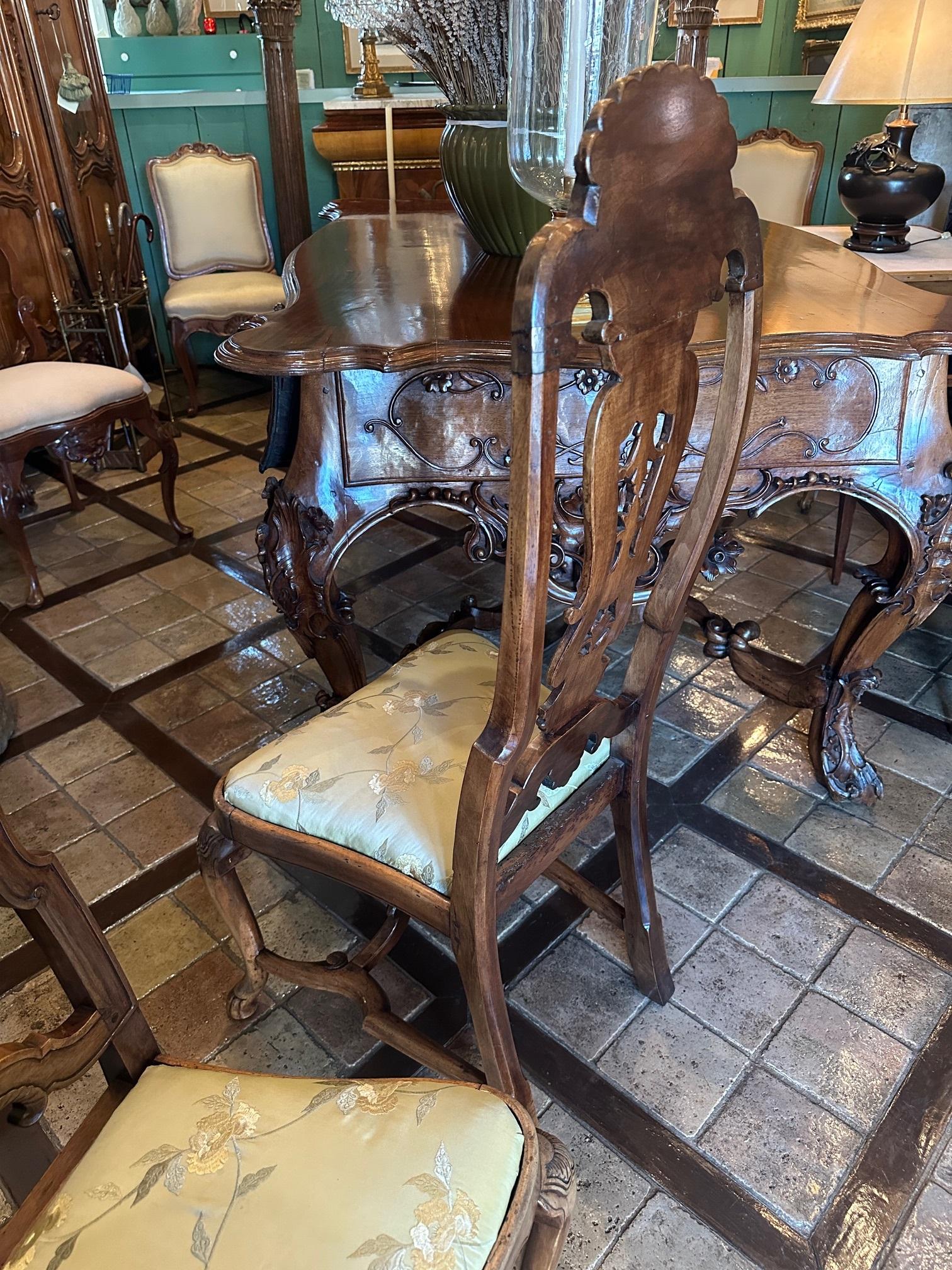 Pair 18th Century Portuguese Colonial Carved Palisander Side Chairs Rococo LA CA For Sale 9