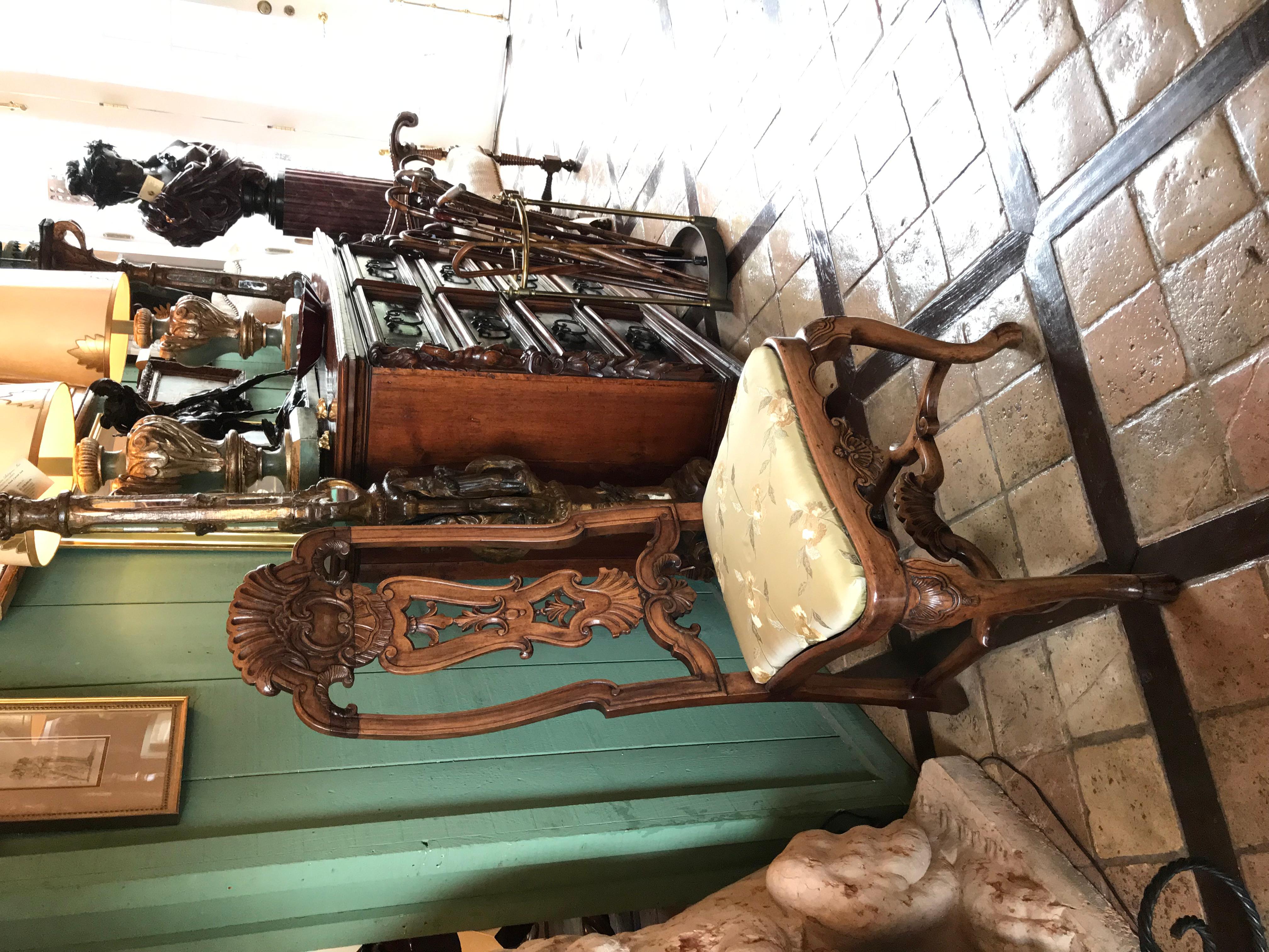 Pair 18th Century Portuguese Colonial Carved Palisander Side Chairs Rococo LA CA For Sale 11