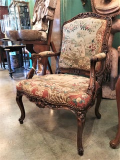 Pair Regence Fauteuils Armchairs Original Side Chairs Aubusson Tapestry Antique