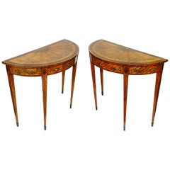 Pair 18th Century Sheraton period side tables.