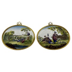 Pair 18th Century South Staffordshire Enamel Plaques , circa 1760
