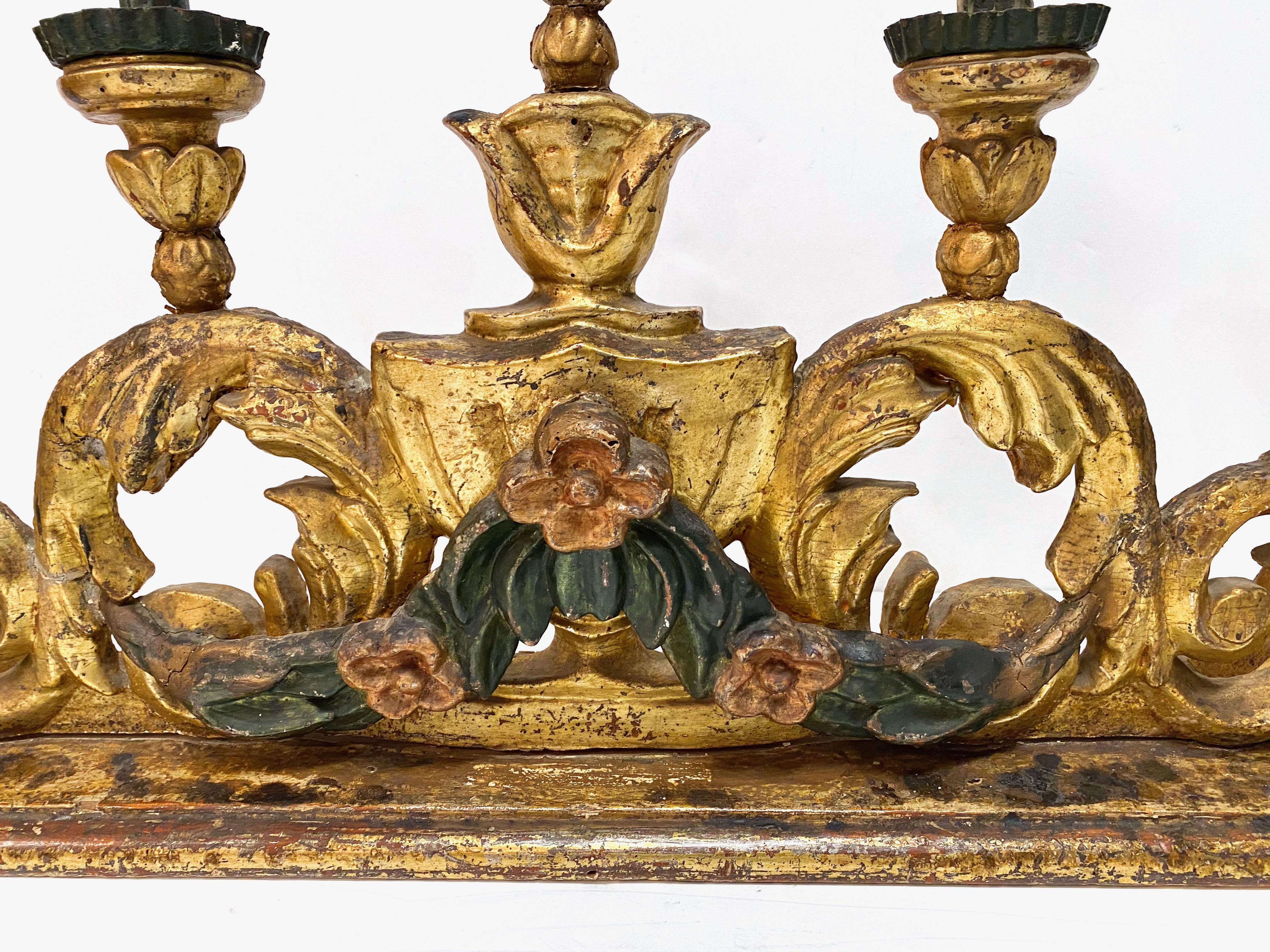 Rococo Pair of 18th Century Spanish Colonial Altar Candelabra
