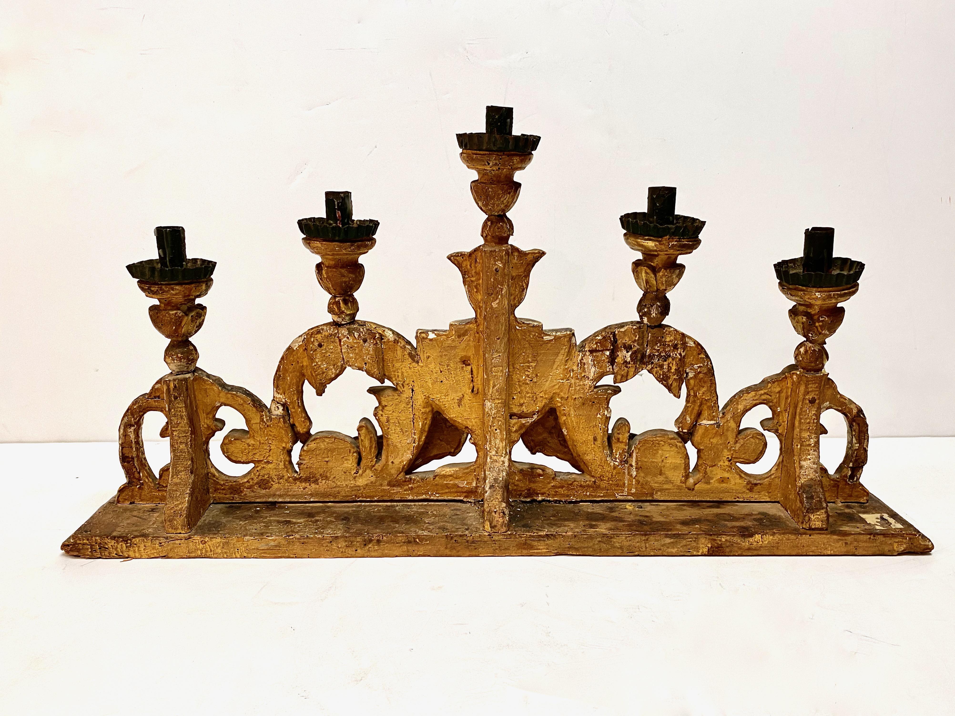 Pair of 18th Century Spanish Colonial Altar Candelabra In Good Condition In Pasadena, CA