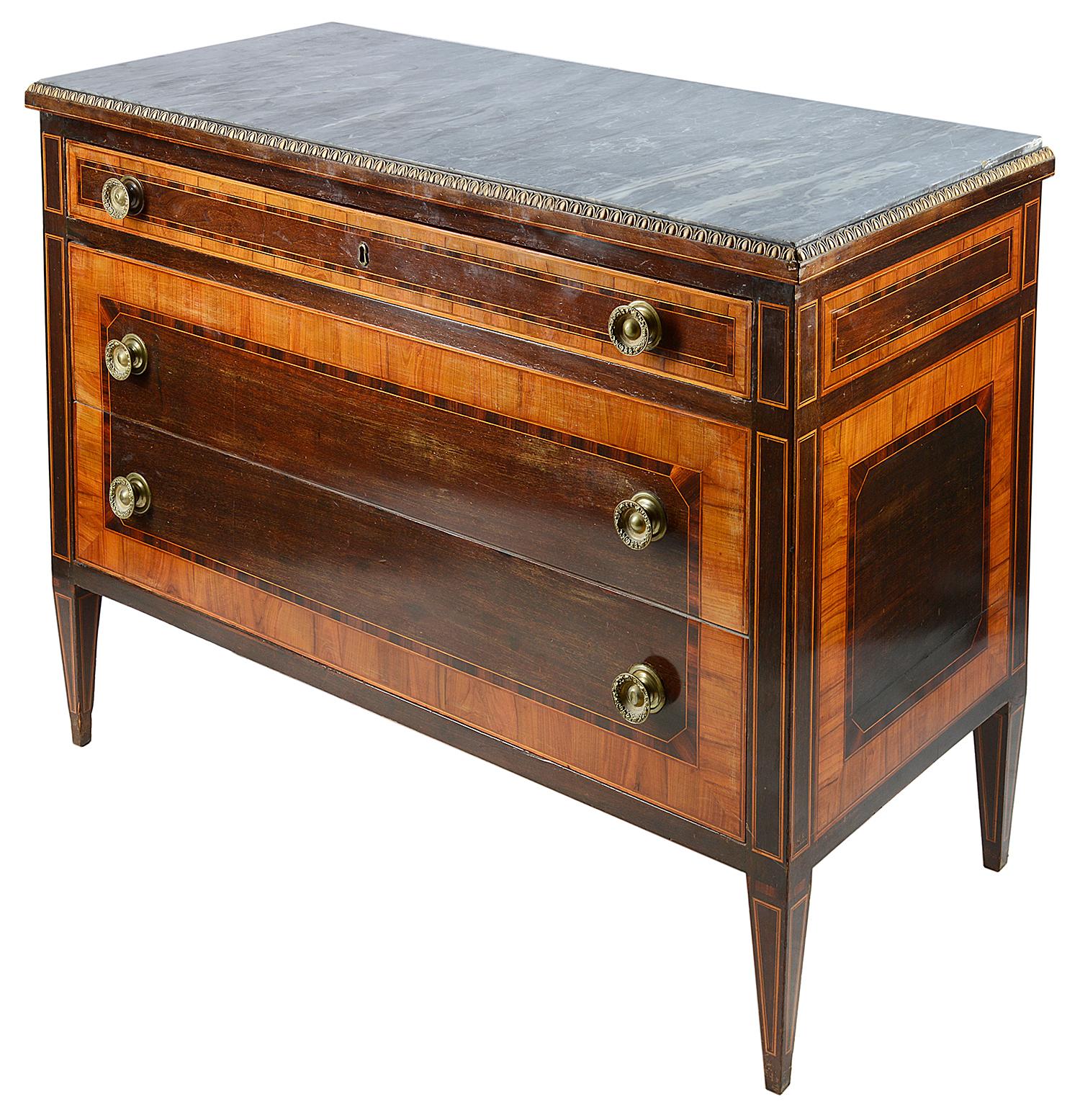 Parquetry Pair 18th Century Style Italian Commodes