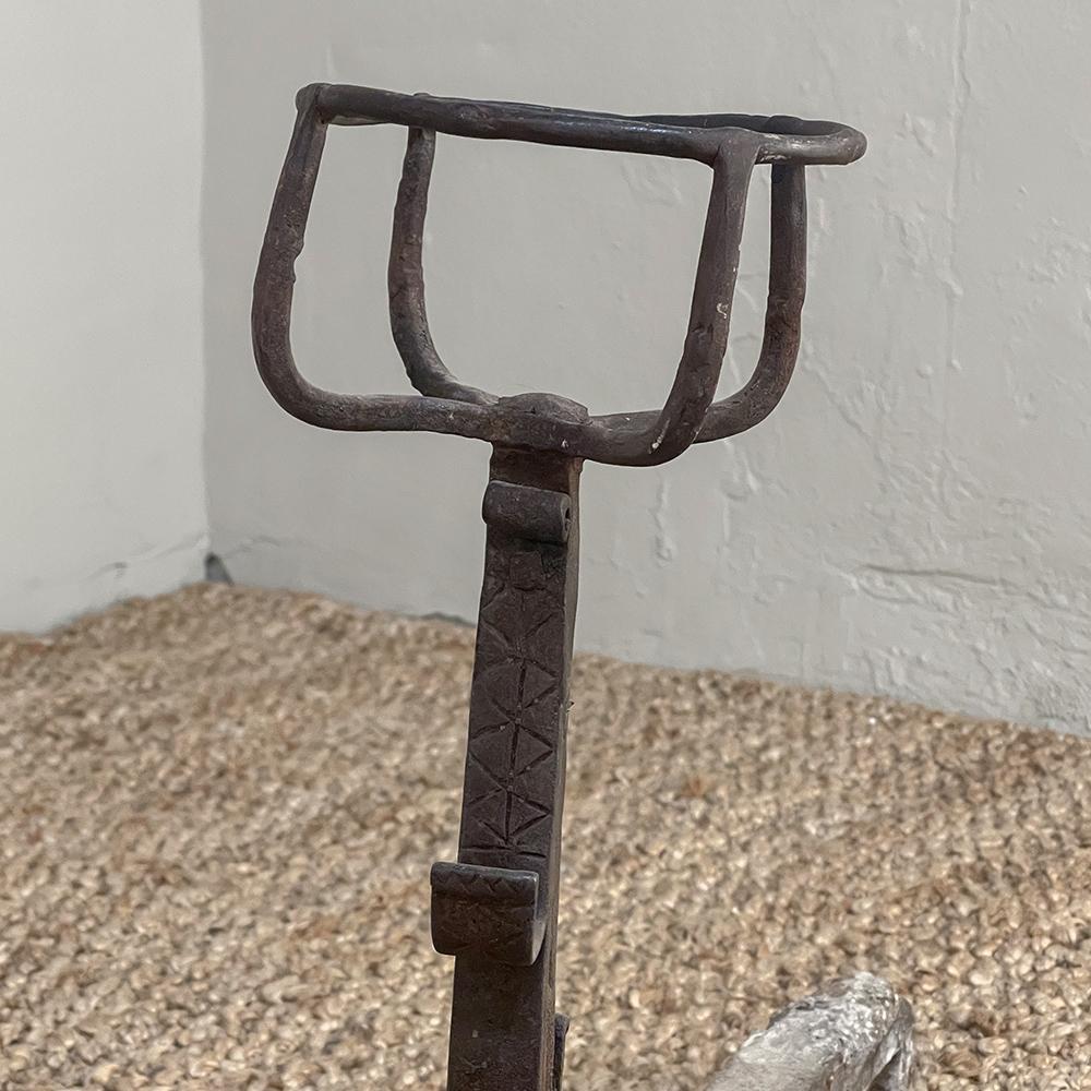 Pair 18th Century Wrought Iron Andirons For Sale 4