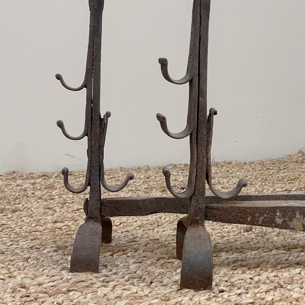 Pair 18th Century Wrought Iron Andirons For Sale 10