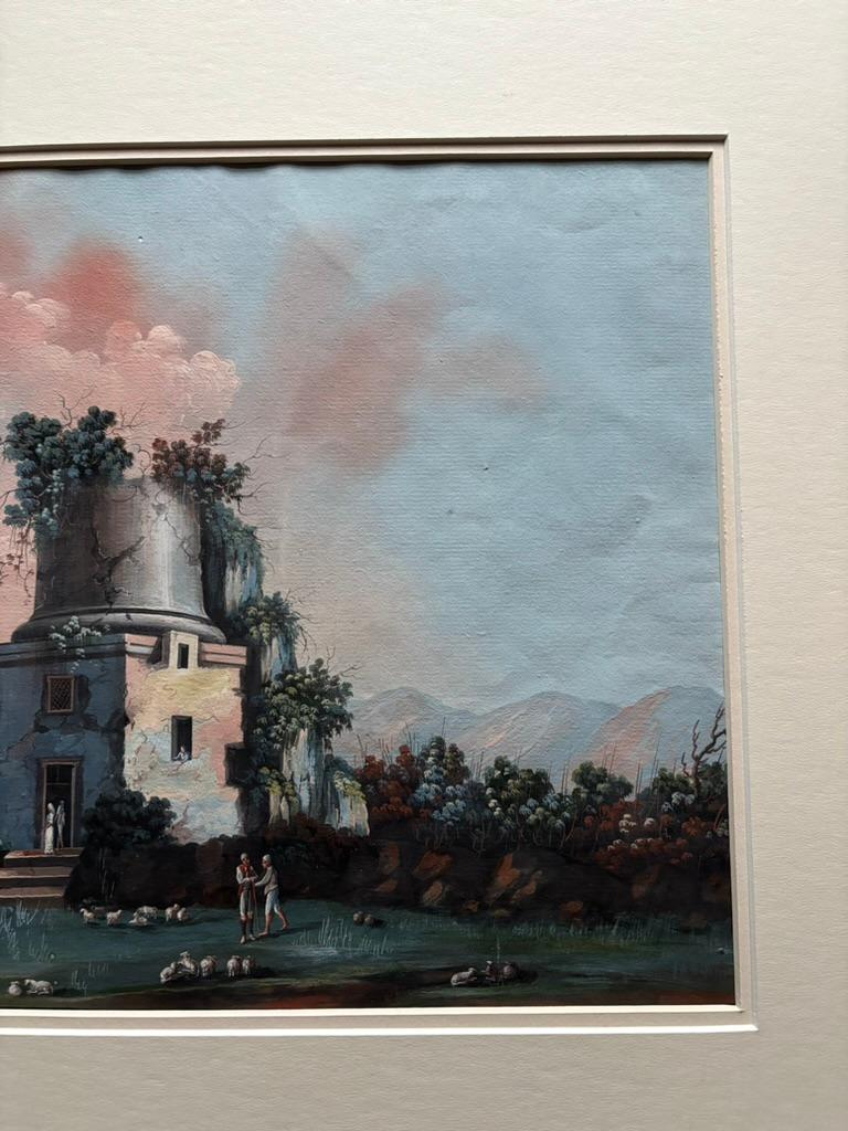 Pair 18th or 19th Century Italian Grand Tour Gouaches Of Vesuvius, Bay of Naples For Sale 8
