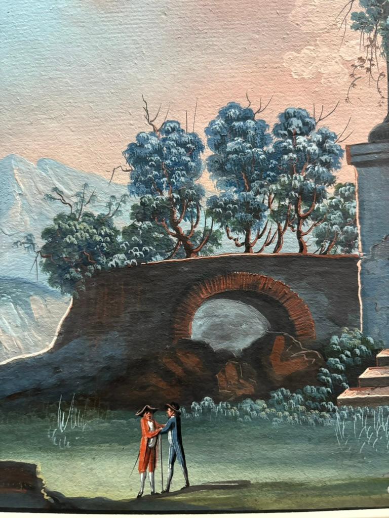 Pair 18th or 19th Century Italian Grand Tour Gouaches Of Vesuvius, Bay of Naples For Sale 9