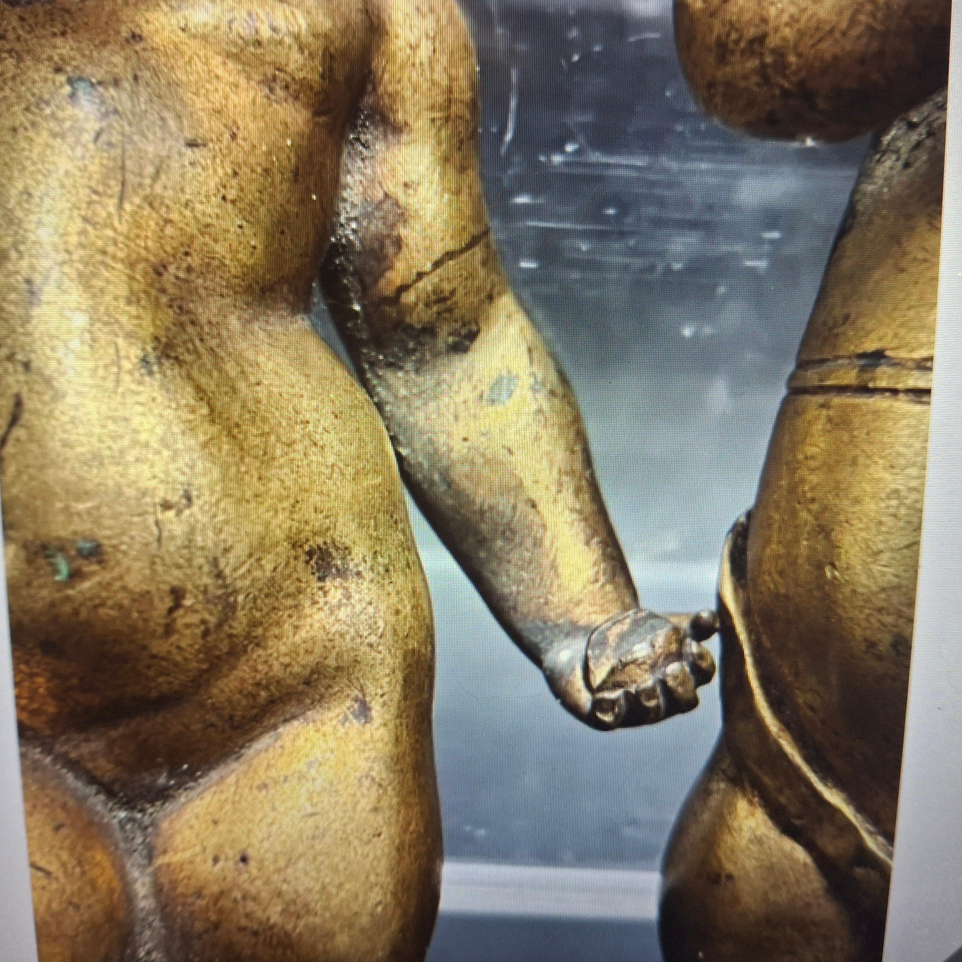 Pair 18thc French Antique Gilt Bronze Full Figural Cherub/ Putti Sculptures in vendita 2