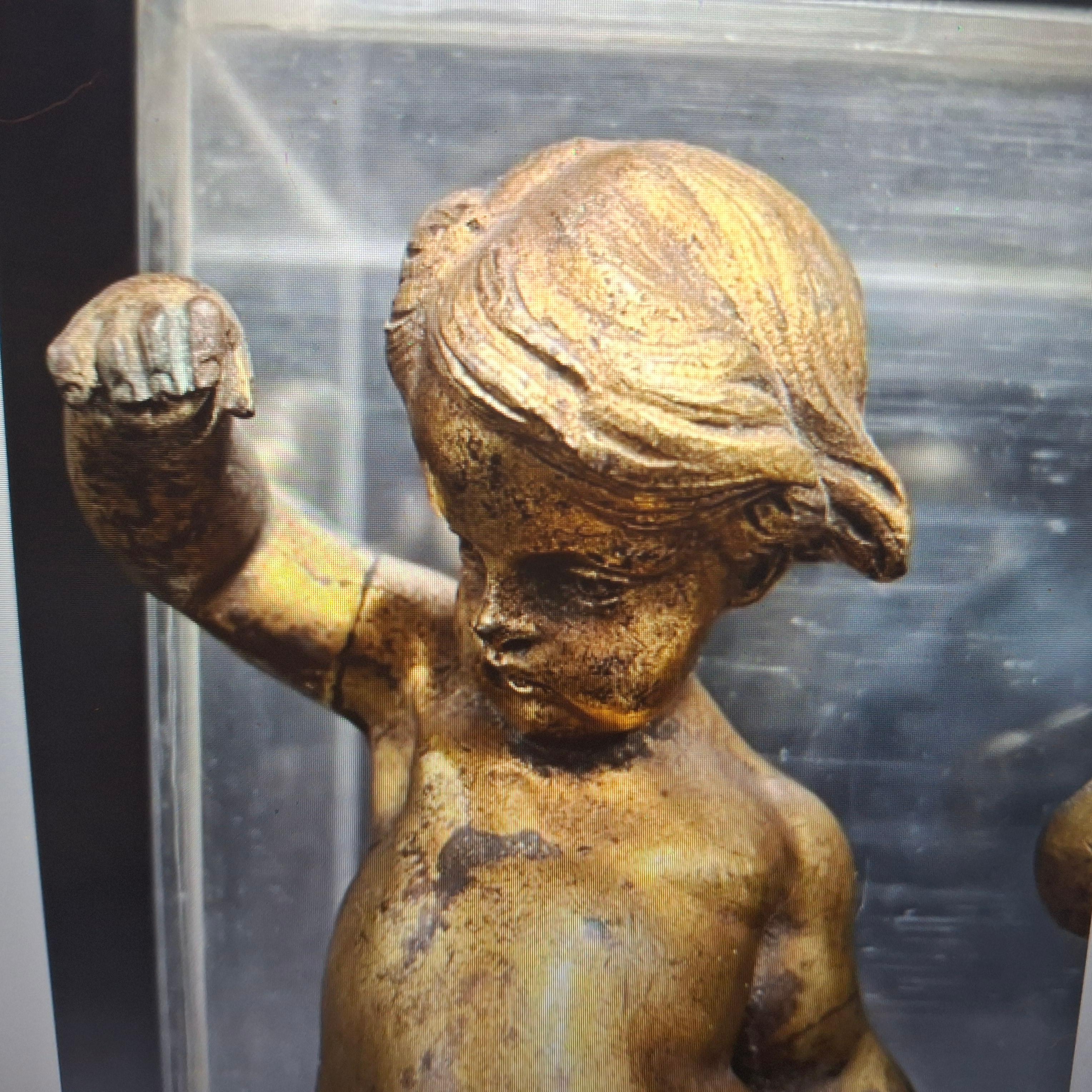 Pair 18thc French Antique Gilt Bronze Full Figural Cherub/ Putti Sculptures in vendita 8