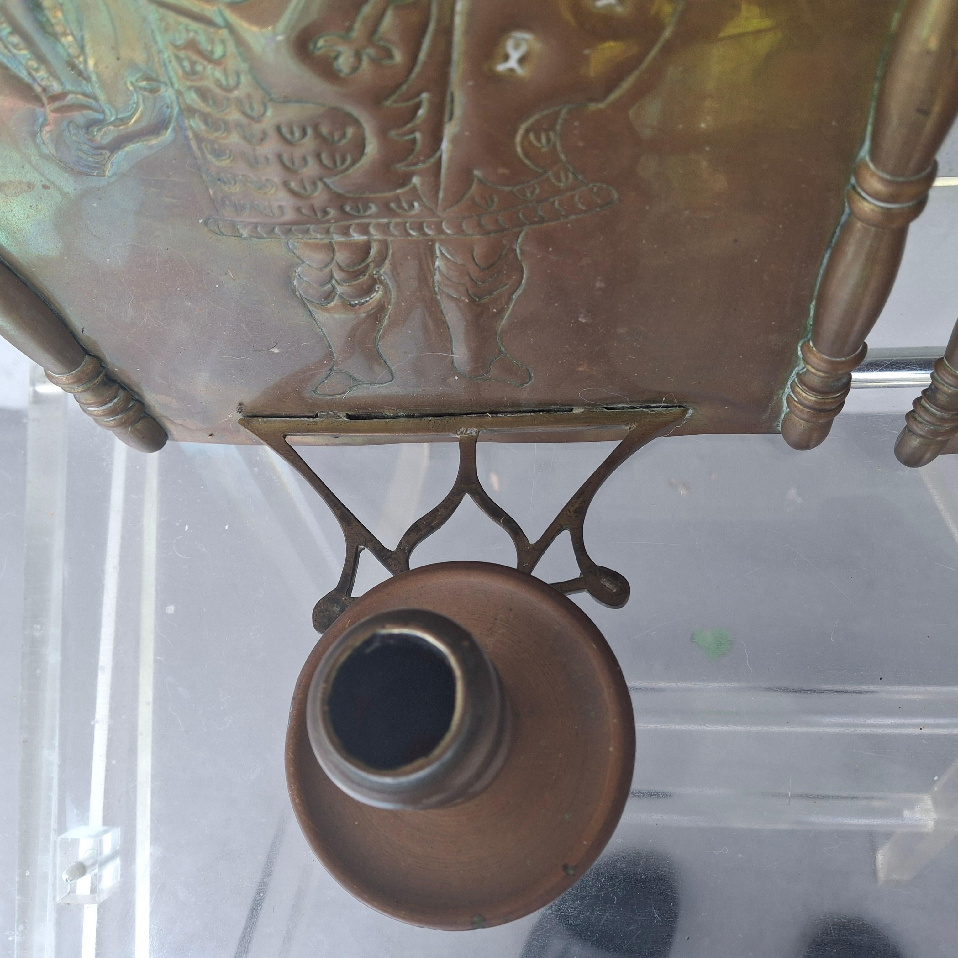 Pair 18thc French Heraldic Louis XIV style Brass Wall Sconces - Original Candle For Sale 11