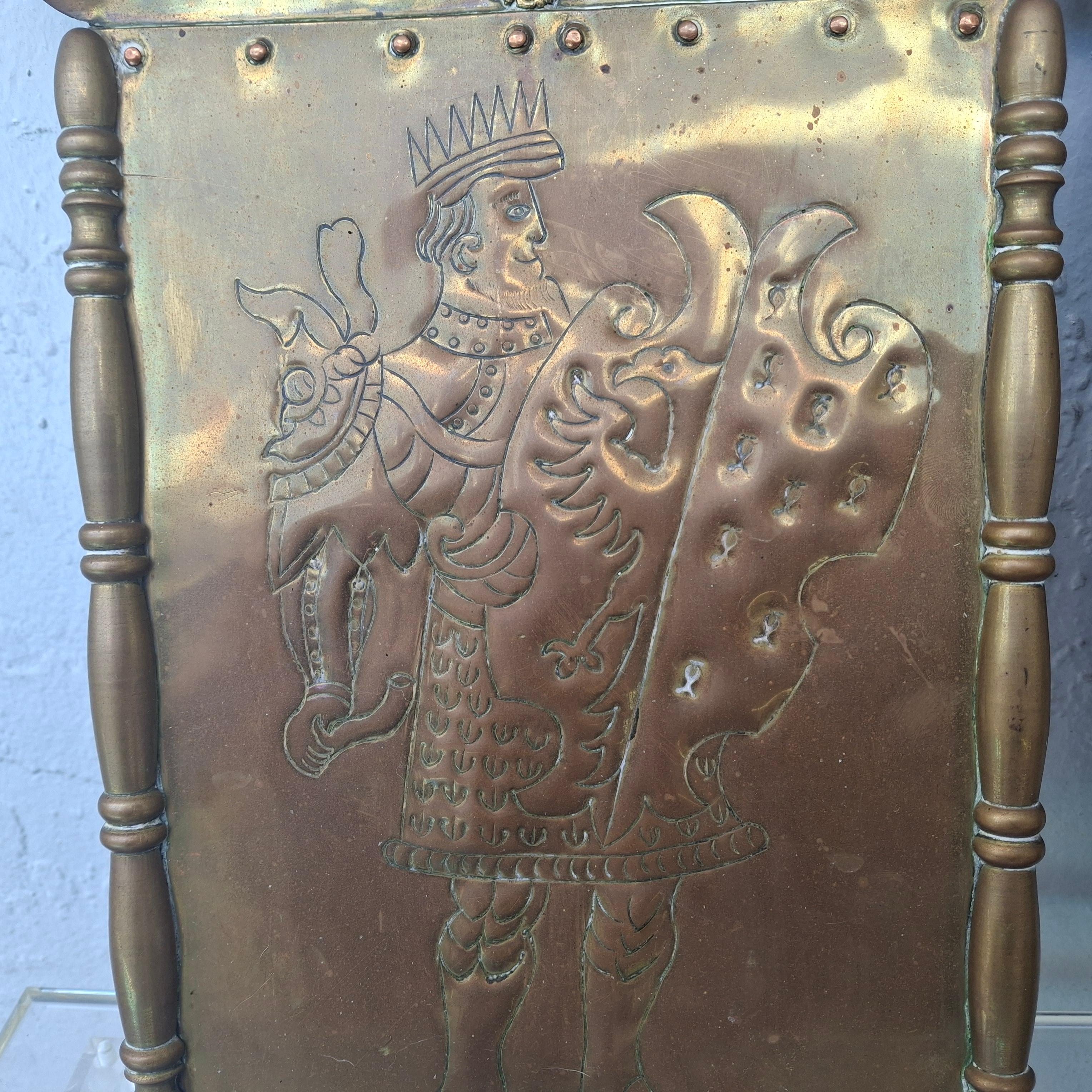 Pair 18thc French Heraldic Louis XIV style Brass Wall Sconces - Original Candle For Sale 5