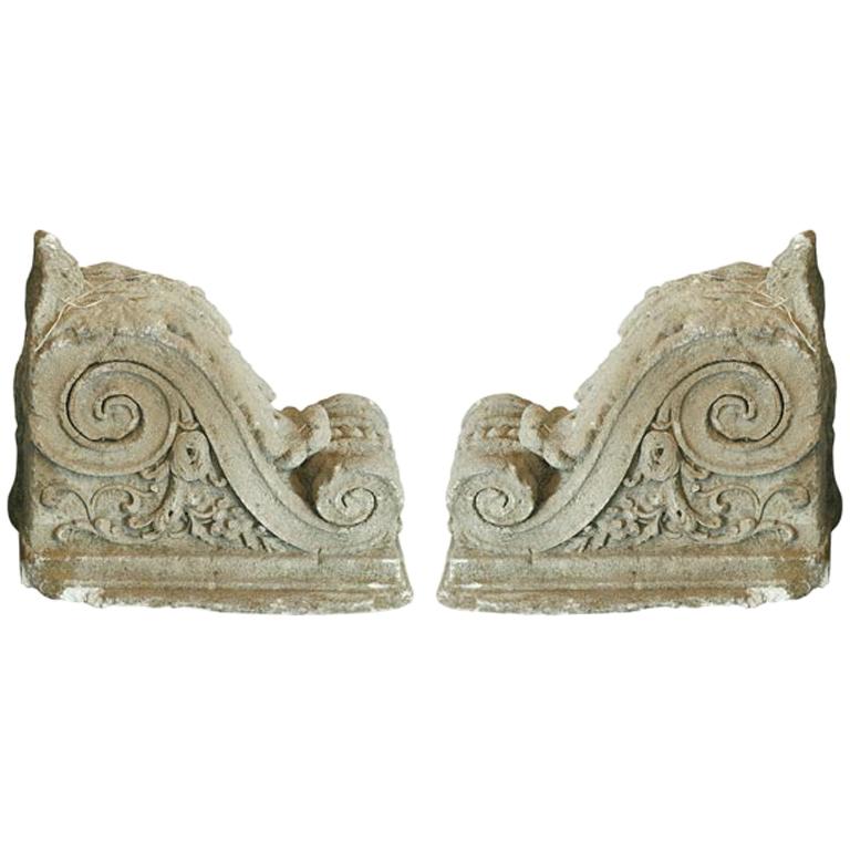 Pair 18thc. Stone  Brackets For Sale