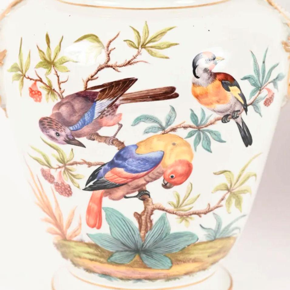 Pair 19 Century of Potpourri Porcelain Birds Motif Jars by Fürstenberg 2