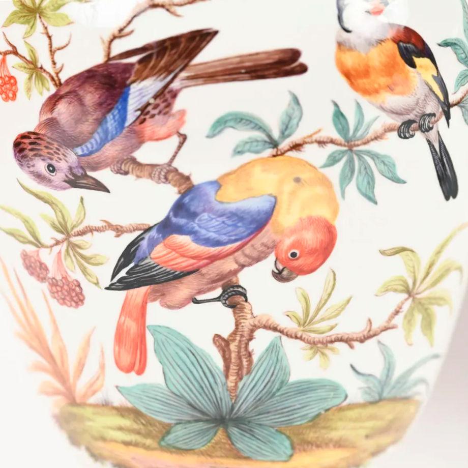 Pair 19 Century of Potpourri Porcelain Birds Motif Jars by Fürstenberg 4