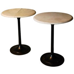 Pair of 1920 French Marble-Top Bistro Tables