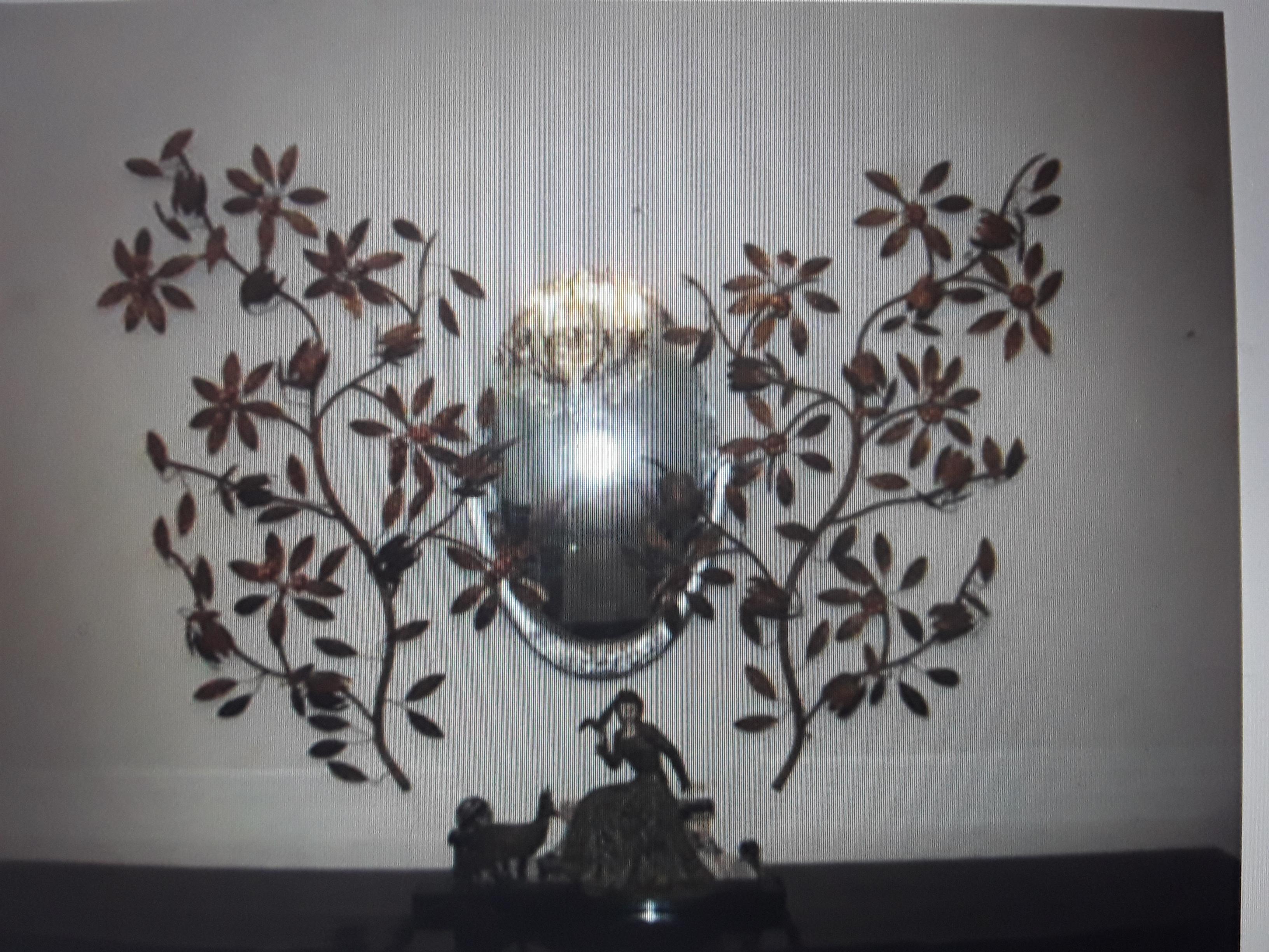 Pair 1920 XL French Art Deco Gilt Metal Floral Wall Appliques/Sconces  No Light  For Sale 6
