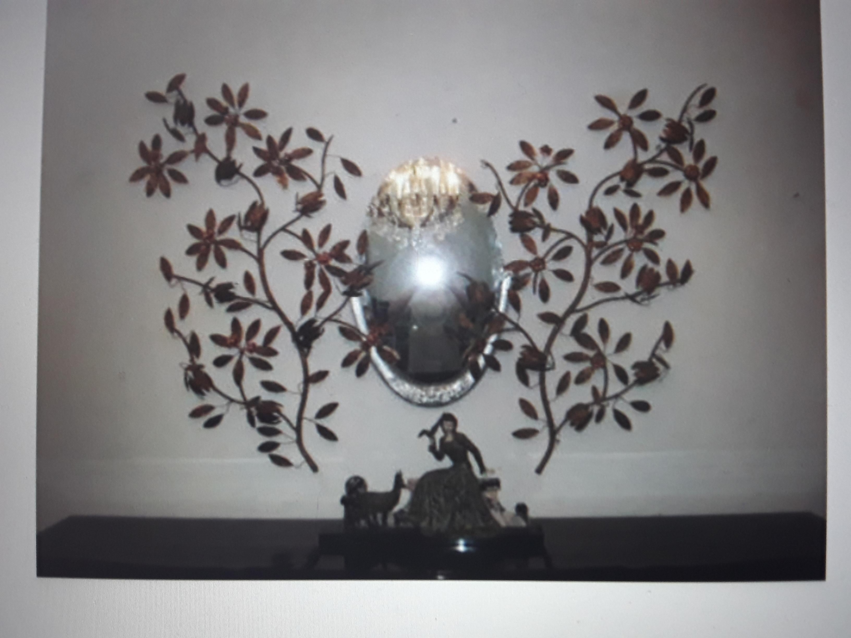 Pair 1920 XL French Art Deco Gilt Metal Floral Wall Appliques/Sconces  No Light  For Sale 8