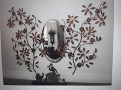 Pair 1920 XL French Art Deco Gilt Metal Floral Wall Appliques/Sconces  No Light