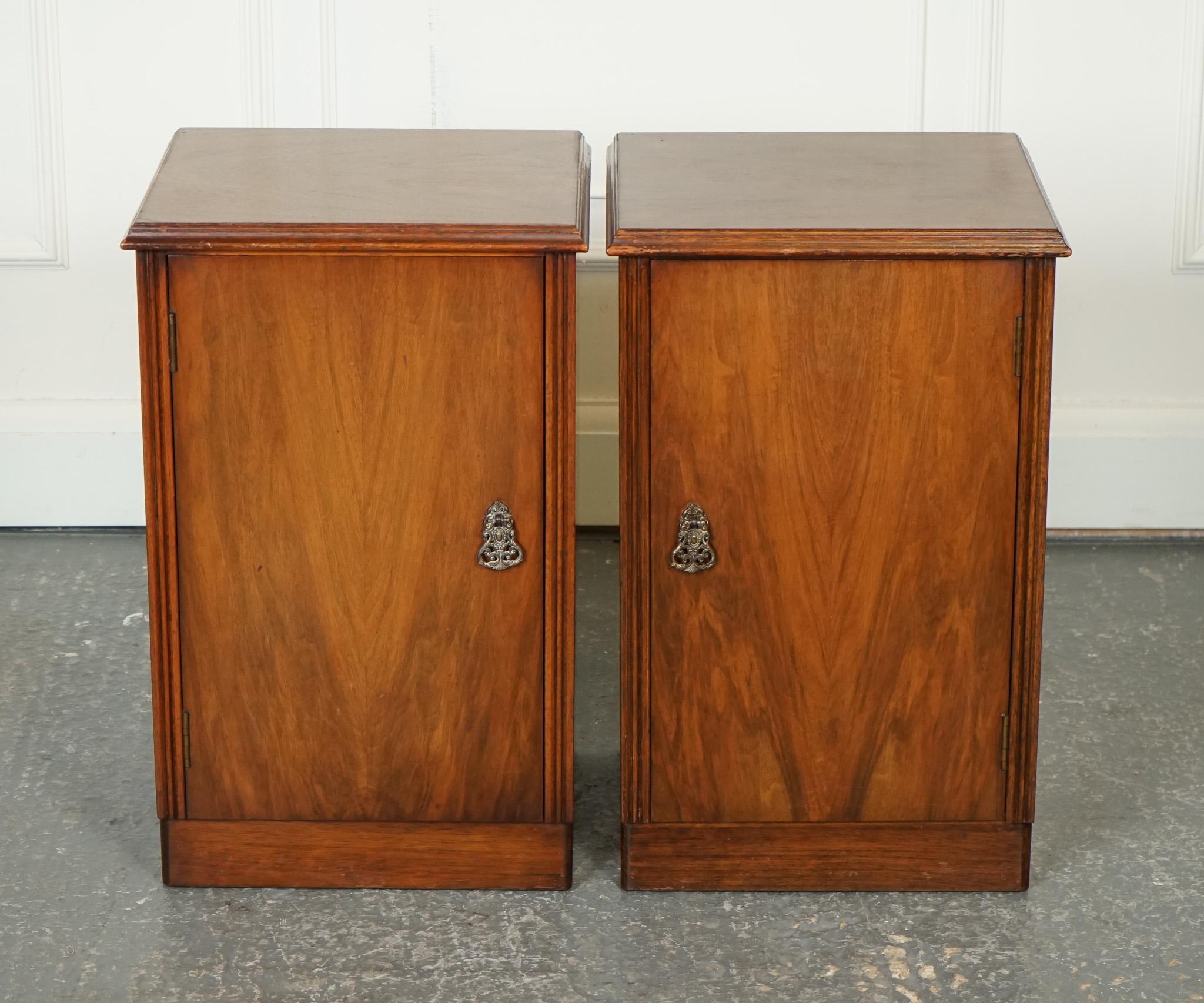 Art Deco PAIR 1920'S ART DECO BEDSIDE NIGHTSTANDS SIDE END LAMP TABLES WiTH STORAGE SPACE