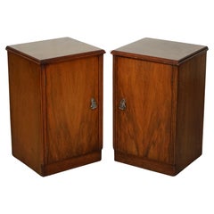 PAIR ART DECO 1920'S BEDSIDE NIGHTSTANDS SIDE END LAMP TABLES WiTH STORAGE SPACE