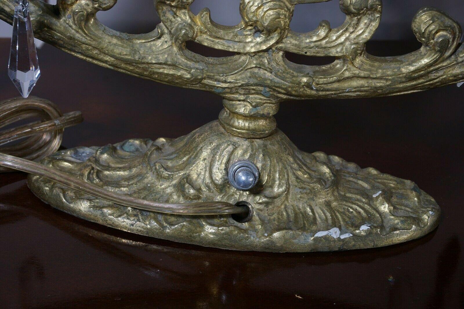 Début du 20ème siècle Paire de lampes de table Art déco des années 1920 en bronze avec cristaux de bateaux nautiques en vente