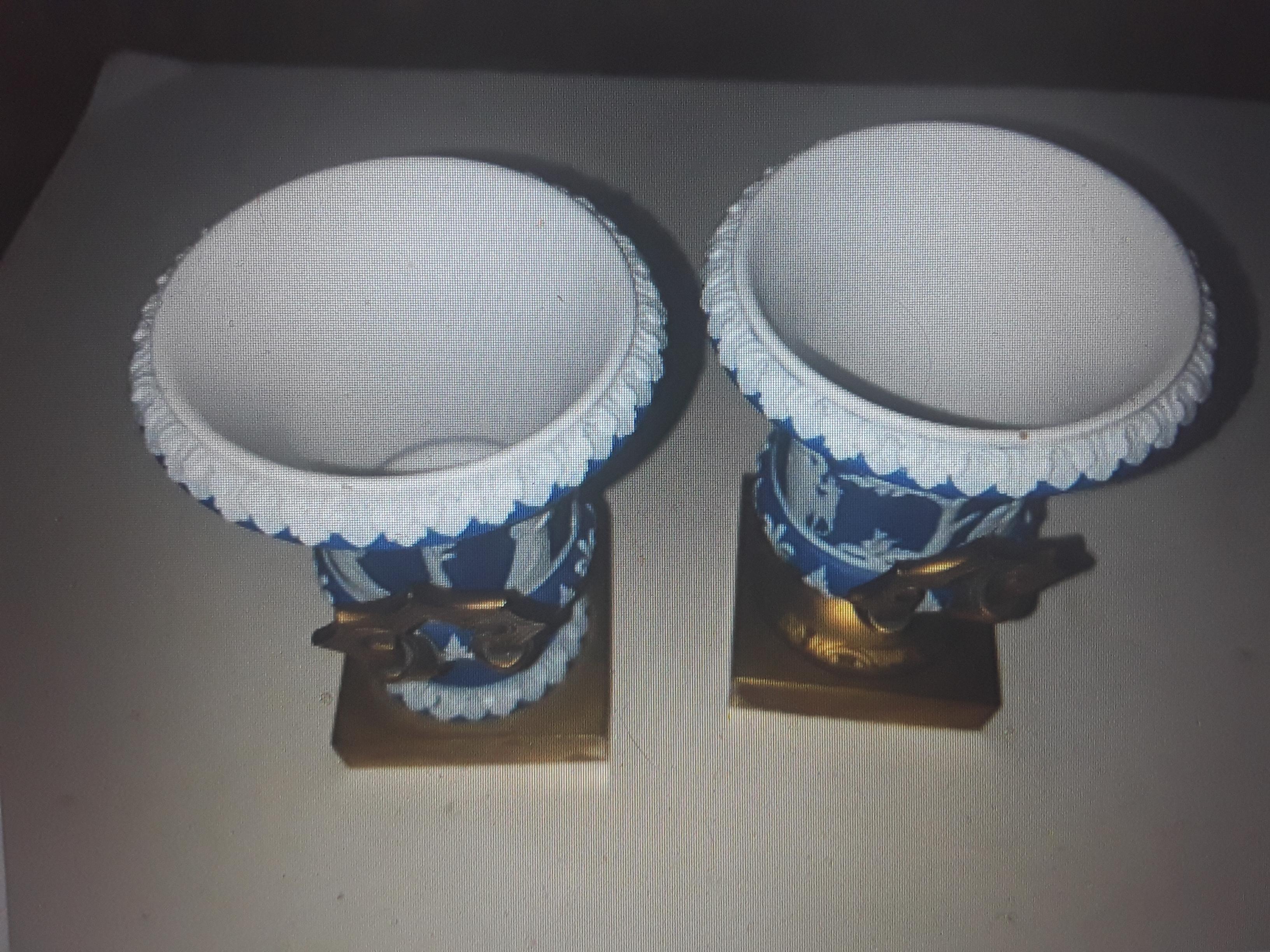 British Pair 1920's Art Deco Wedgwood Urns/ Brass Handle Detail / Smaller Size/ Signed For Sale