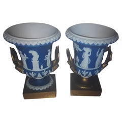 Pair 1920's Art Deco Wedgwood Urns/ Brass Handle Detail / Smaller Size/ Signed