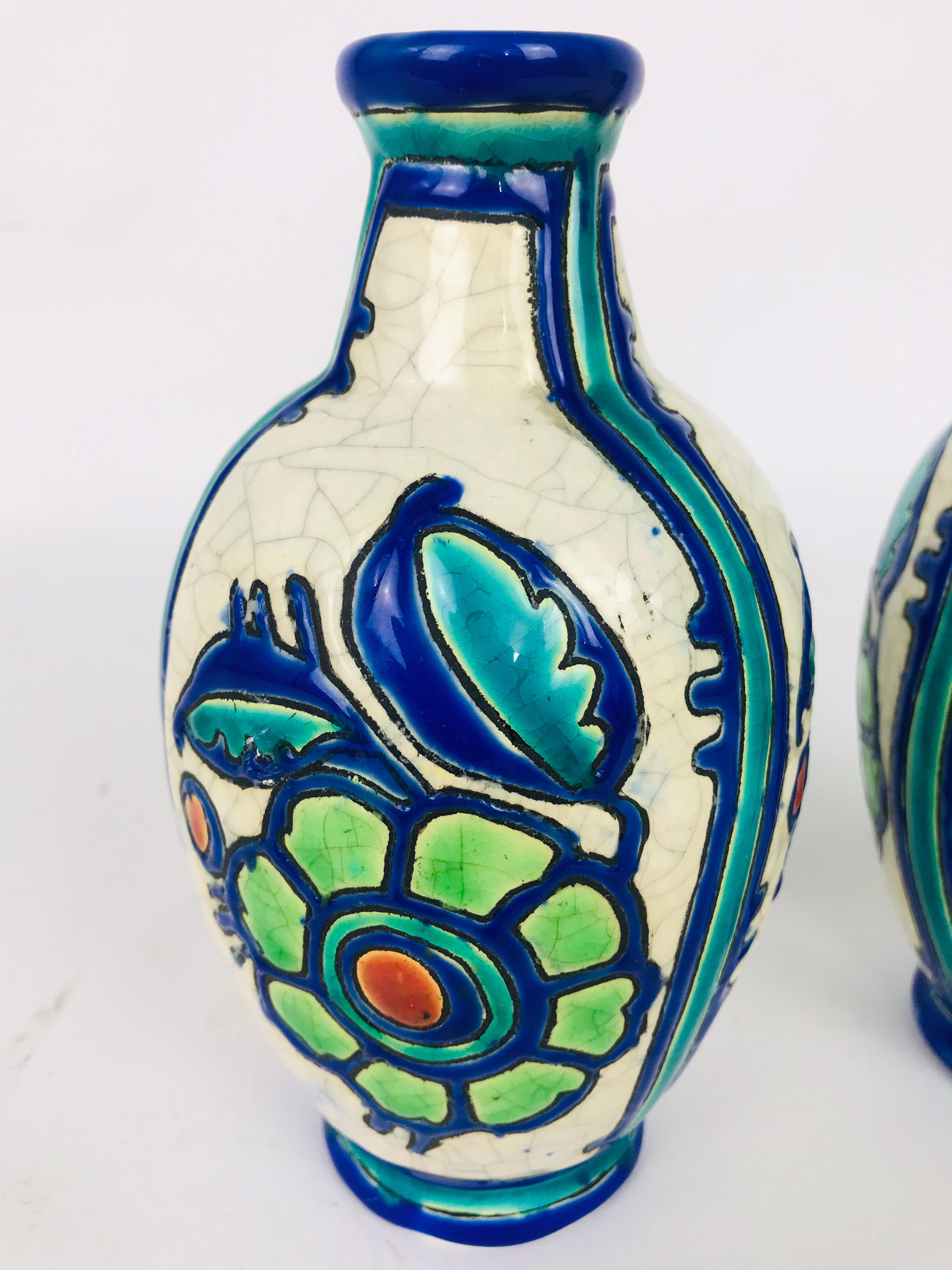 Pair of 1920s Boch Freres Vases, Belgium 4