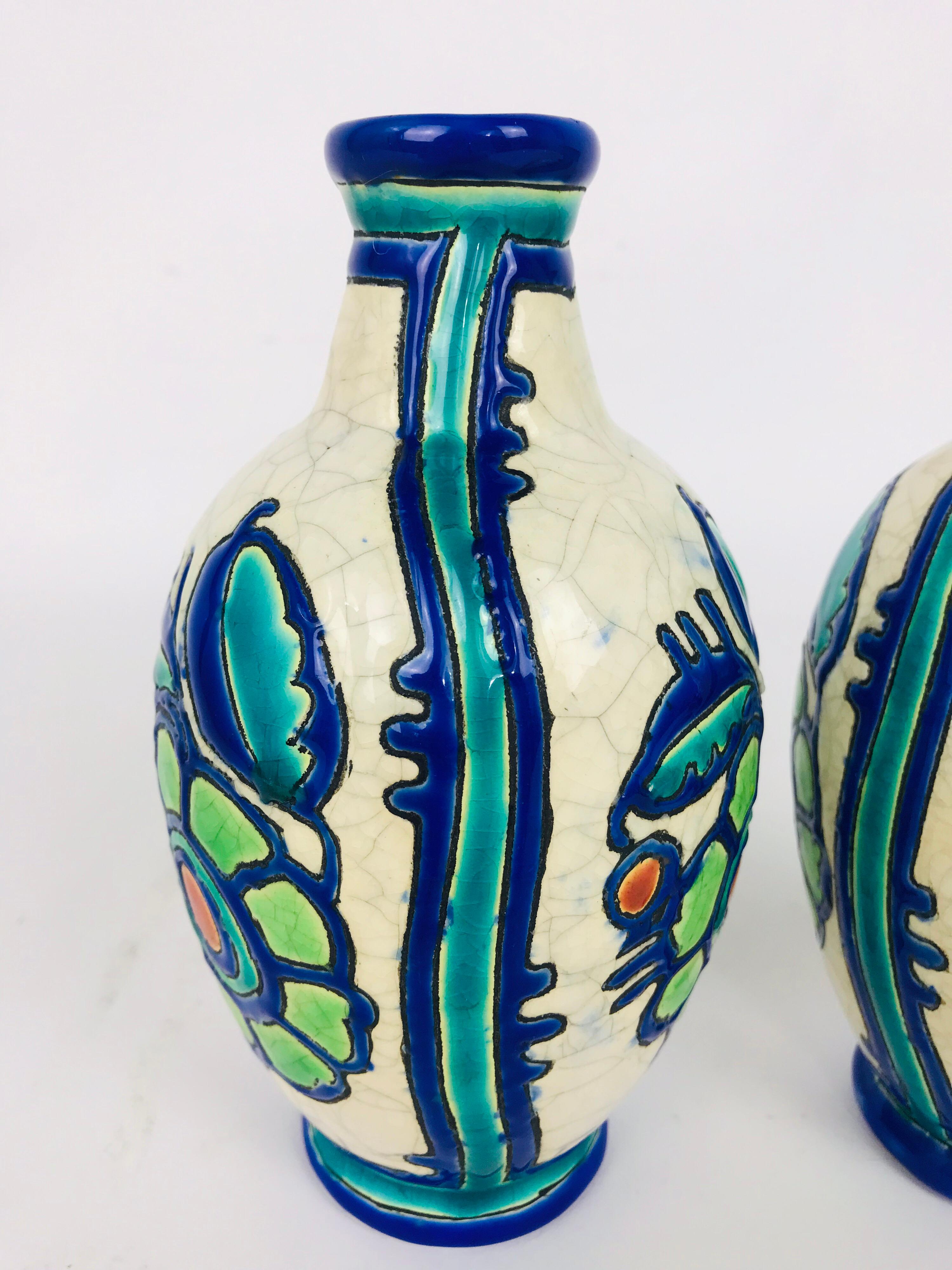 Pair of 1920s Boch Freres Vases, Belgium 2