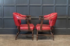Pair of 1920's English Red Studded Club Chairs