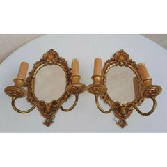 Pair 1920s French Louis XVI Gilt Bronze Wall Sconces Signed By Atelier Petitot