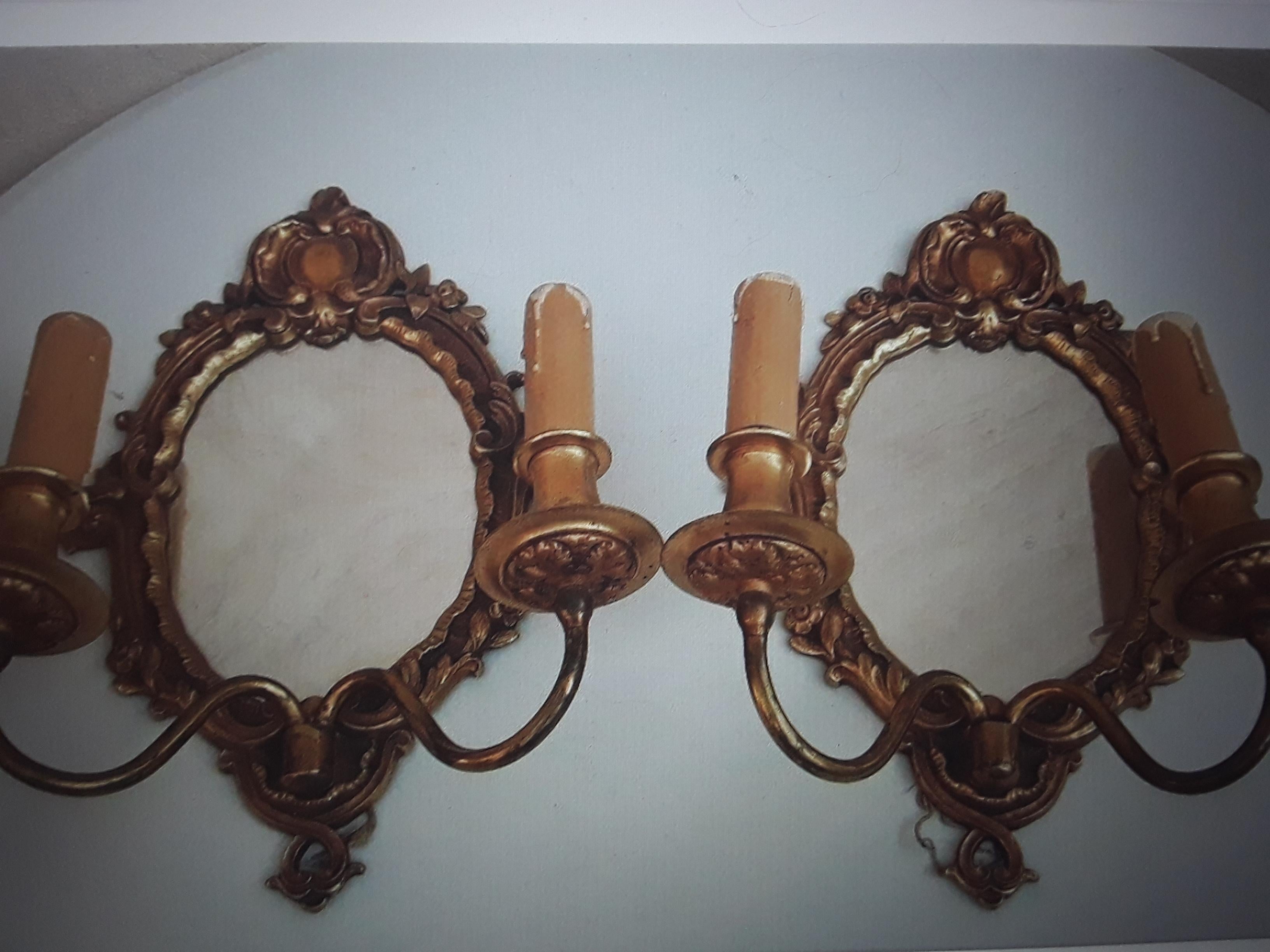 Pair 1920s French Louis XVI Gilt Bronze Wall Sconces Signed By Atelier Petitot For Sale 3