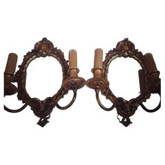 Pair 1920s French Louis XVI Gilt Bronze Wall Sconces Signed By Atelier Petitot