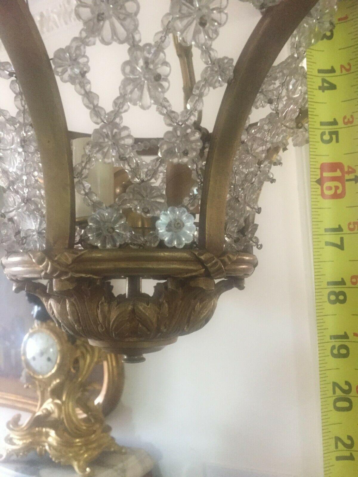 Pärchen 1920er Jahre Französisch Regency-Stil vergoldet Bronze Kristall Perlen Laterne Attribut Bagues im Angebot 7