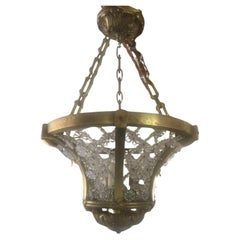Lanterne attribuée à Bagues de style Régence française des années 1920 en bronze doré et perles de cristal