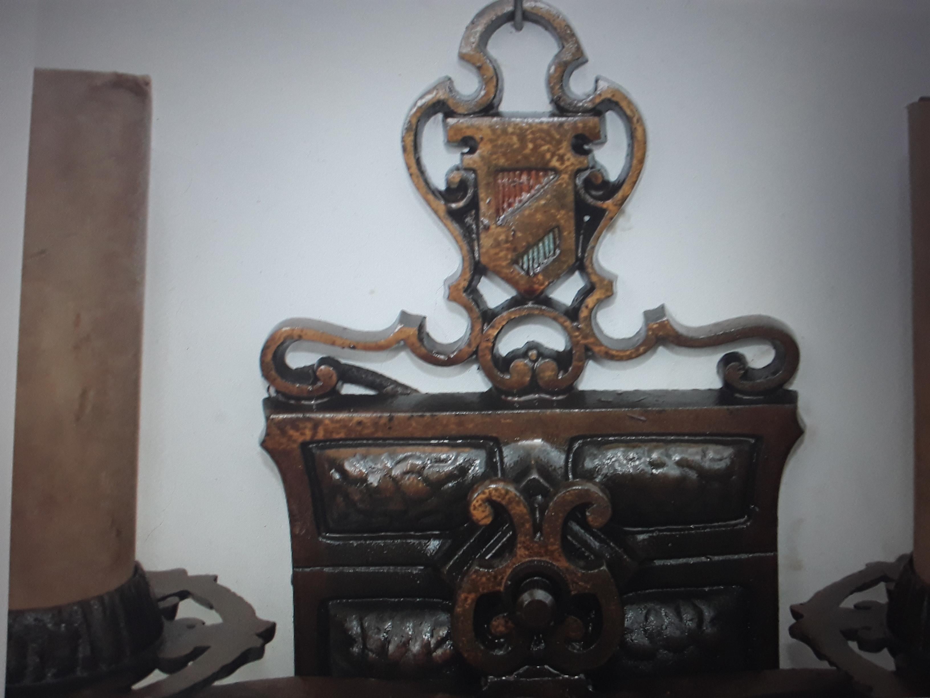 Early 20th Century Pair 1920's French Renaissance Revival Shield Back Wall Sconces  For Sale