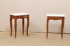 Pair of 1920s French Single-Drawer Side Tables with New White Quartz Tops