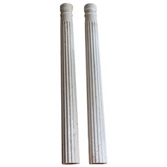 Pair 1920’s Painted Fluted Pine Pillars