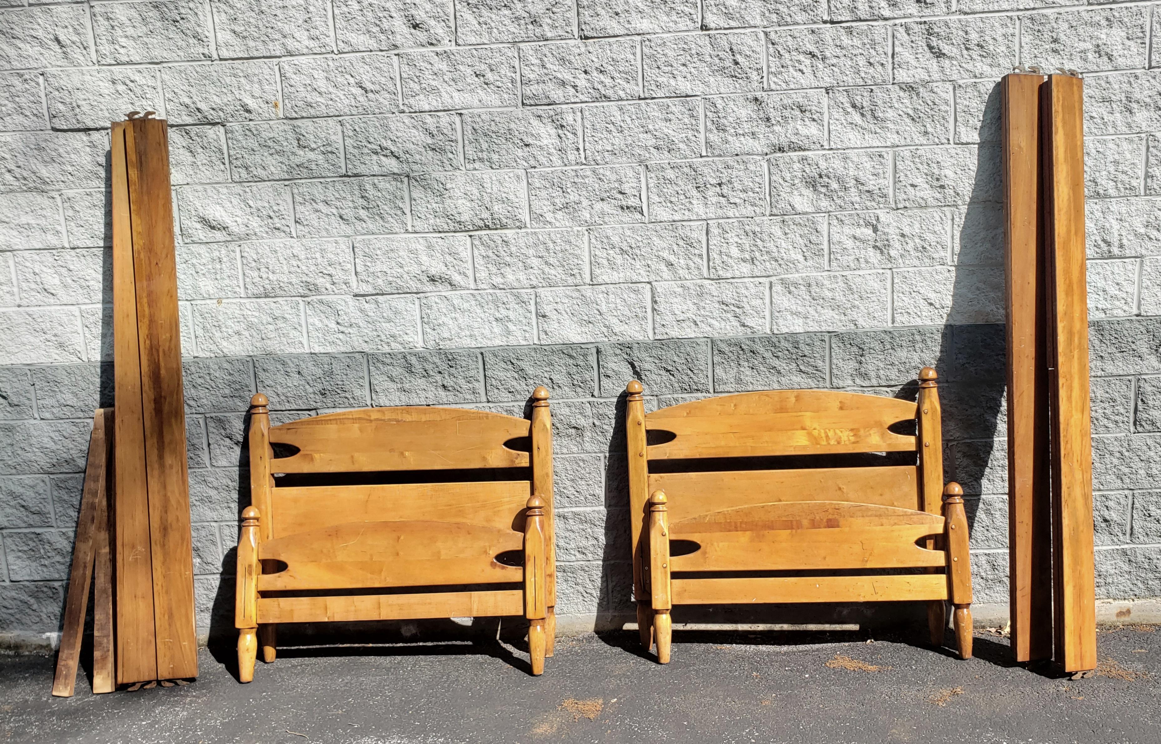 20th Century Pair 1930s Ethan Allen by Baumritter Refinished Heirloom Maple Twin Bed Frames  