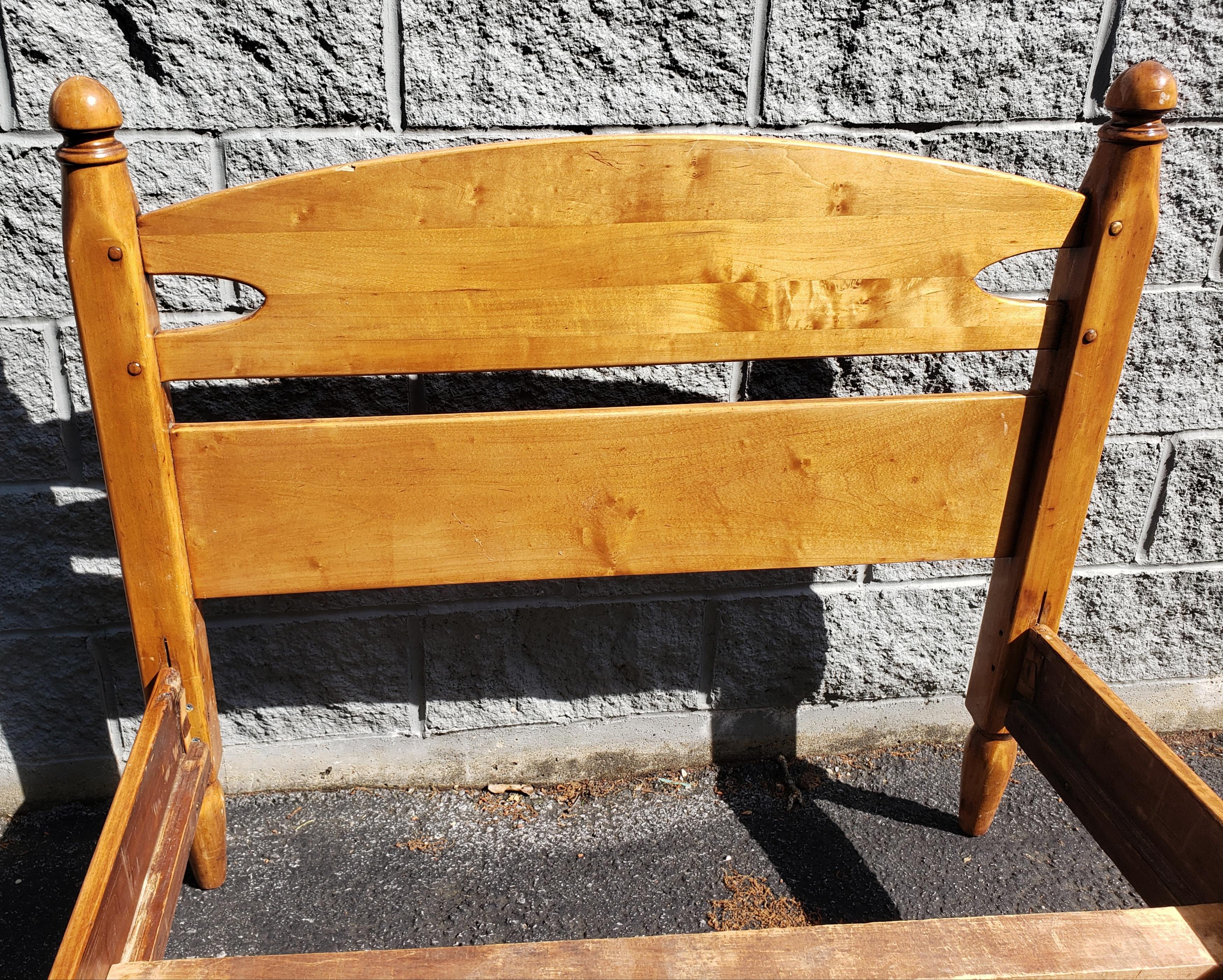 Stained Pair 1930s Ethan Allen by Baumritter Refinished Heirloom Maple Twin Bed Frames  