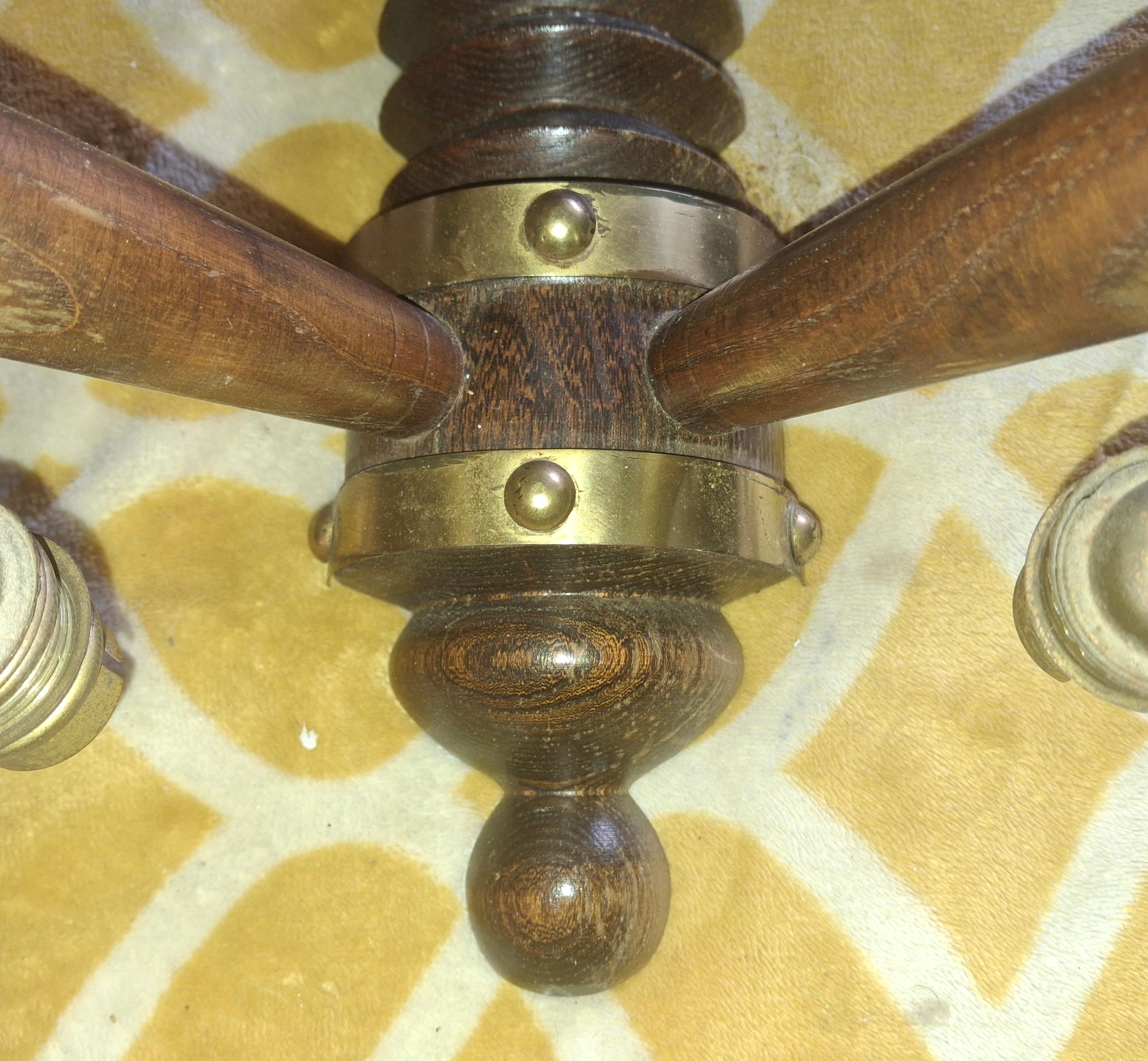 Pair 1930's French Art Deco Carved Wood Designer Wall Sconces by Charles Dudouyt For Sale 9