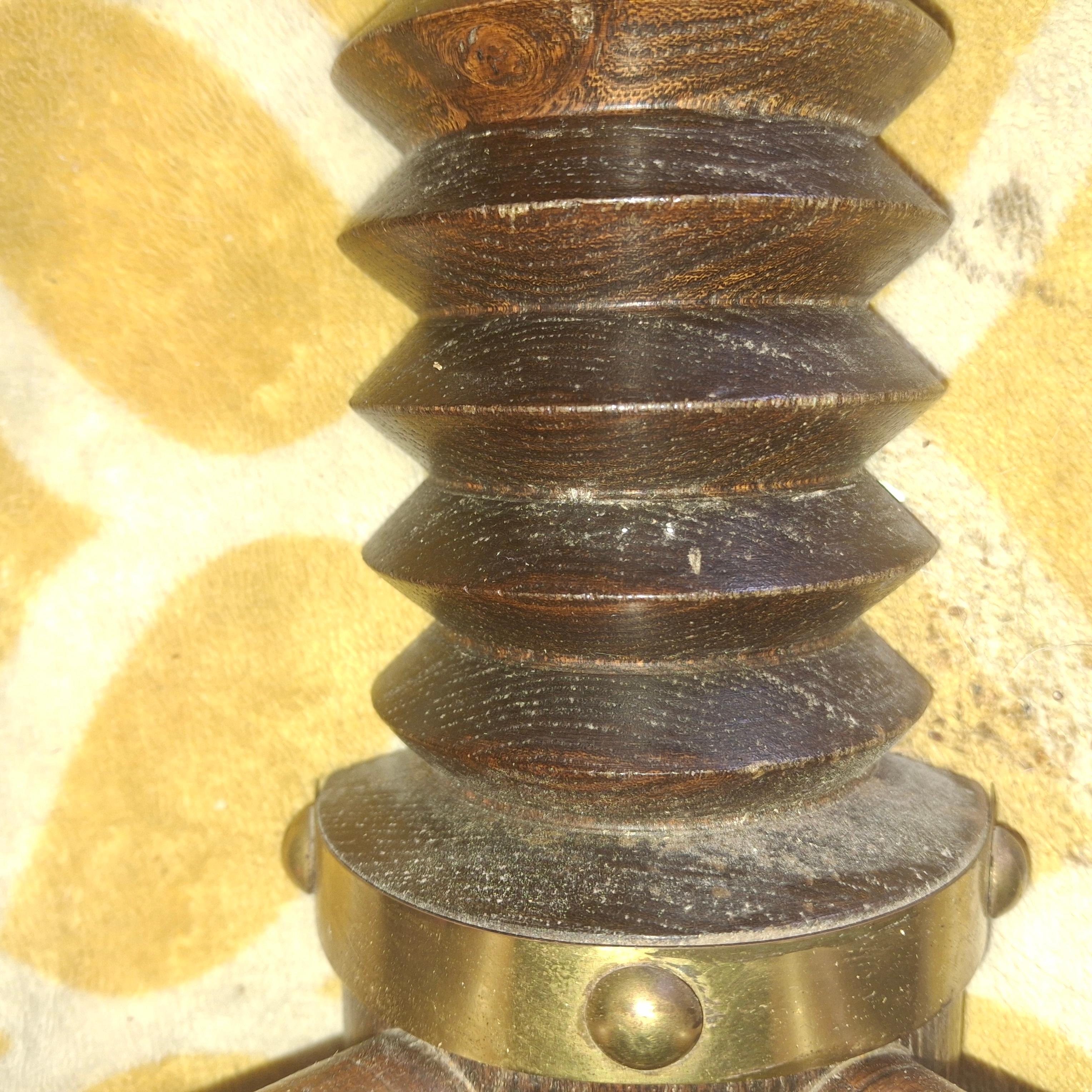 Pair 1930's French Art Deco Carved Wood Designer Wall Sconces by Charles Dudouyt For Sale 2