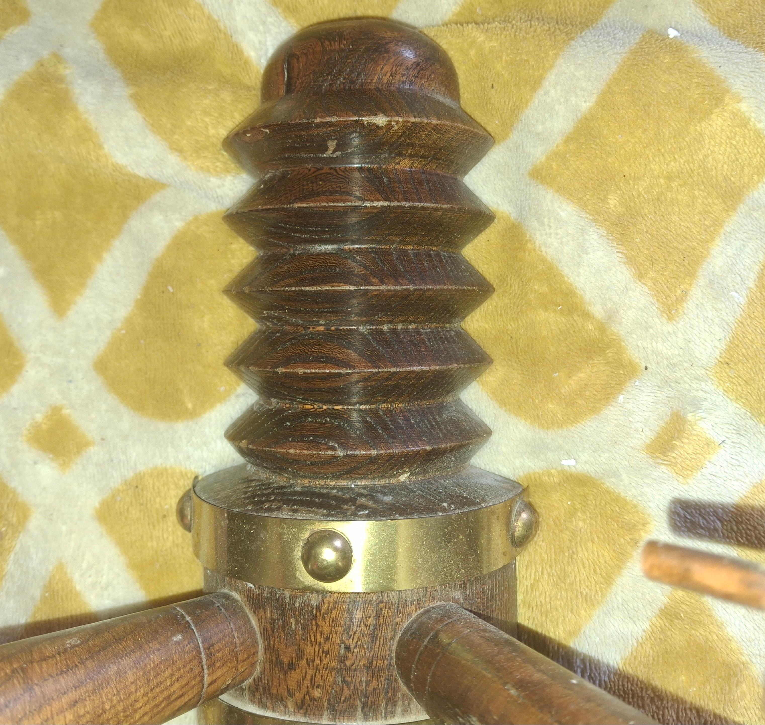 Pair 1930's French Art Deco Carved Wood Designer Wall Sconces by Charles Dudouyt For Sale 4