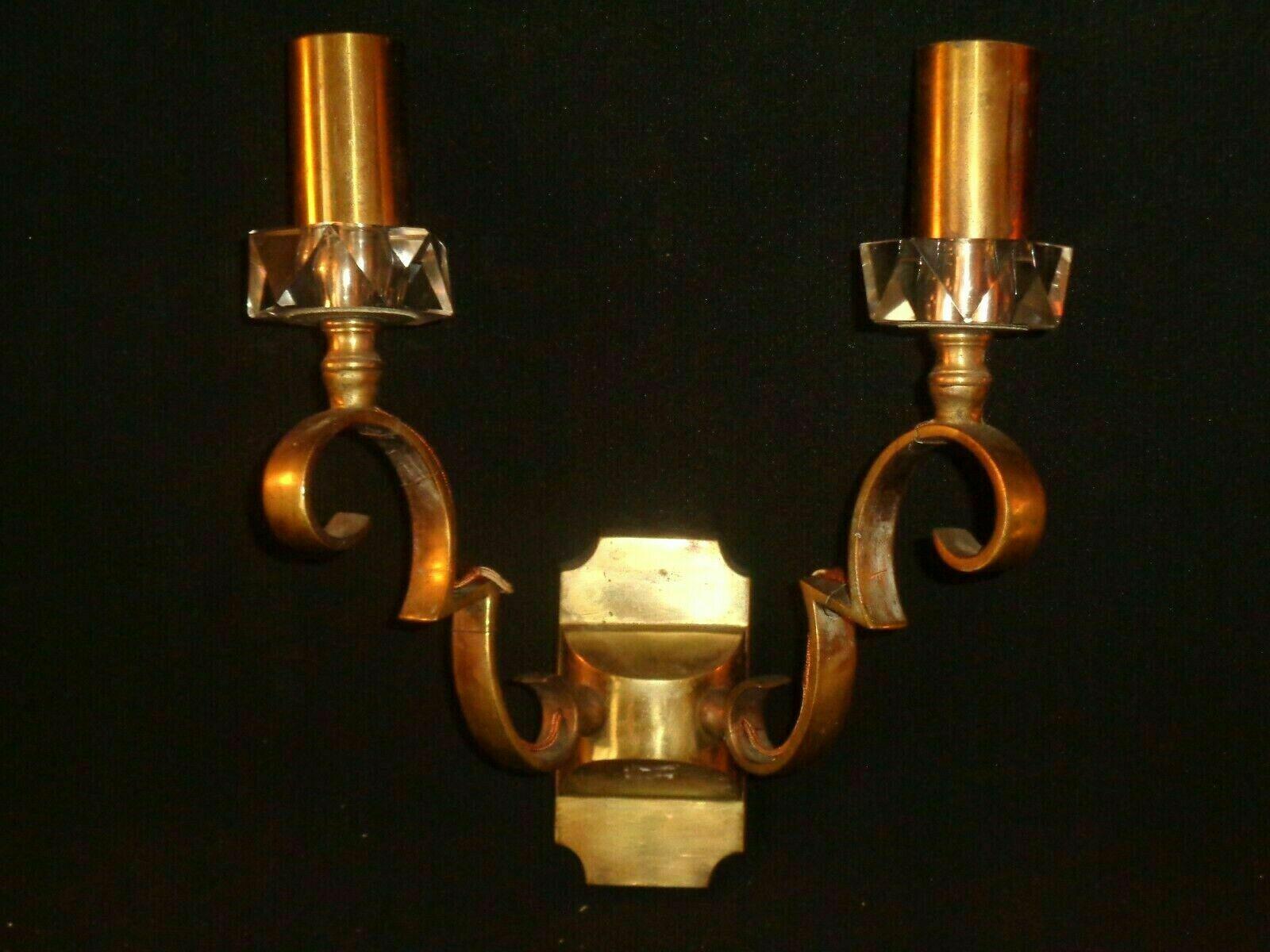 Pair 1930s French Art Deco Gilt Bronze Wall Sconces Documented by Jules Leleu In Good Condition For Sale In Opa Locka, FL