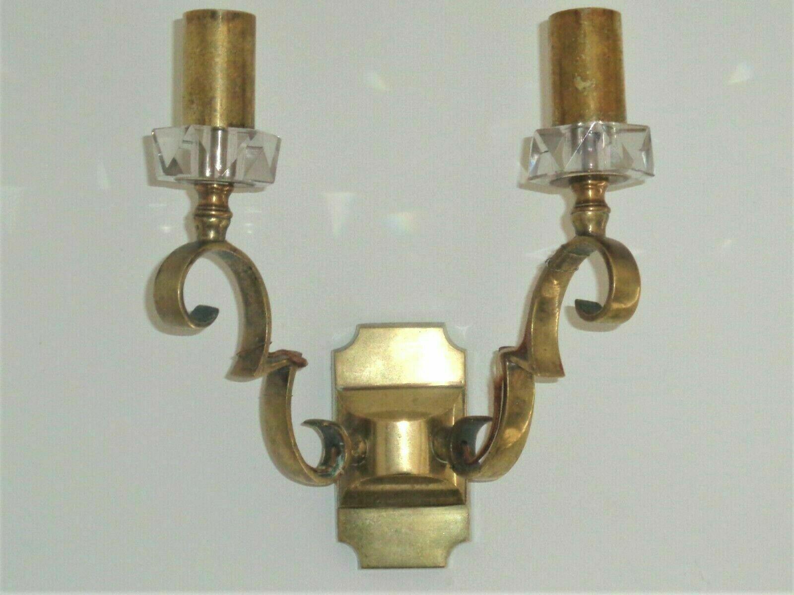 Mid-20th Century Pair 1930s French Art Deco Gilt Bronze Wall Sconces Documented by Jules Leleu For Sale