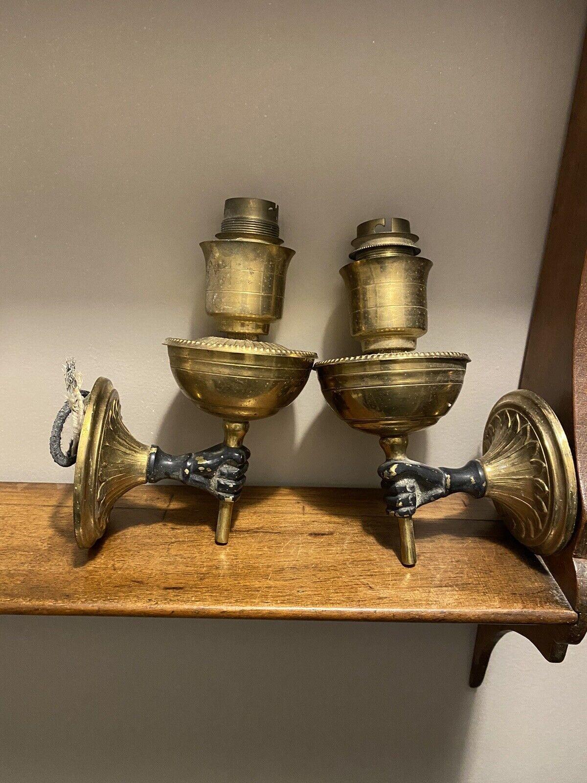 Pair 1930s French Art Deco Patinated Bronze Fists/ Hands Holding Torch  A. Arbus In Good Condition For Sale In Opa Locka, FL
