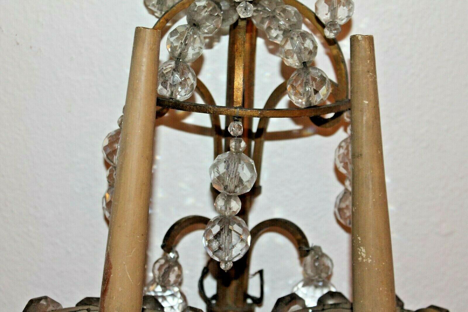 Pair 1930's French Louis XV Bronze & Cut Crystal Wall Sconces attr Maison Jansen For Sale 3