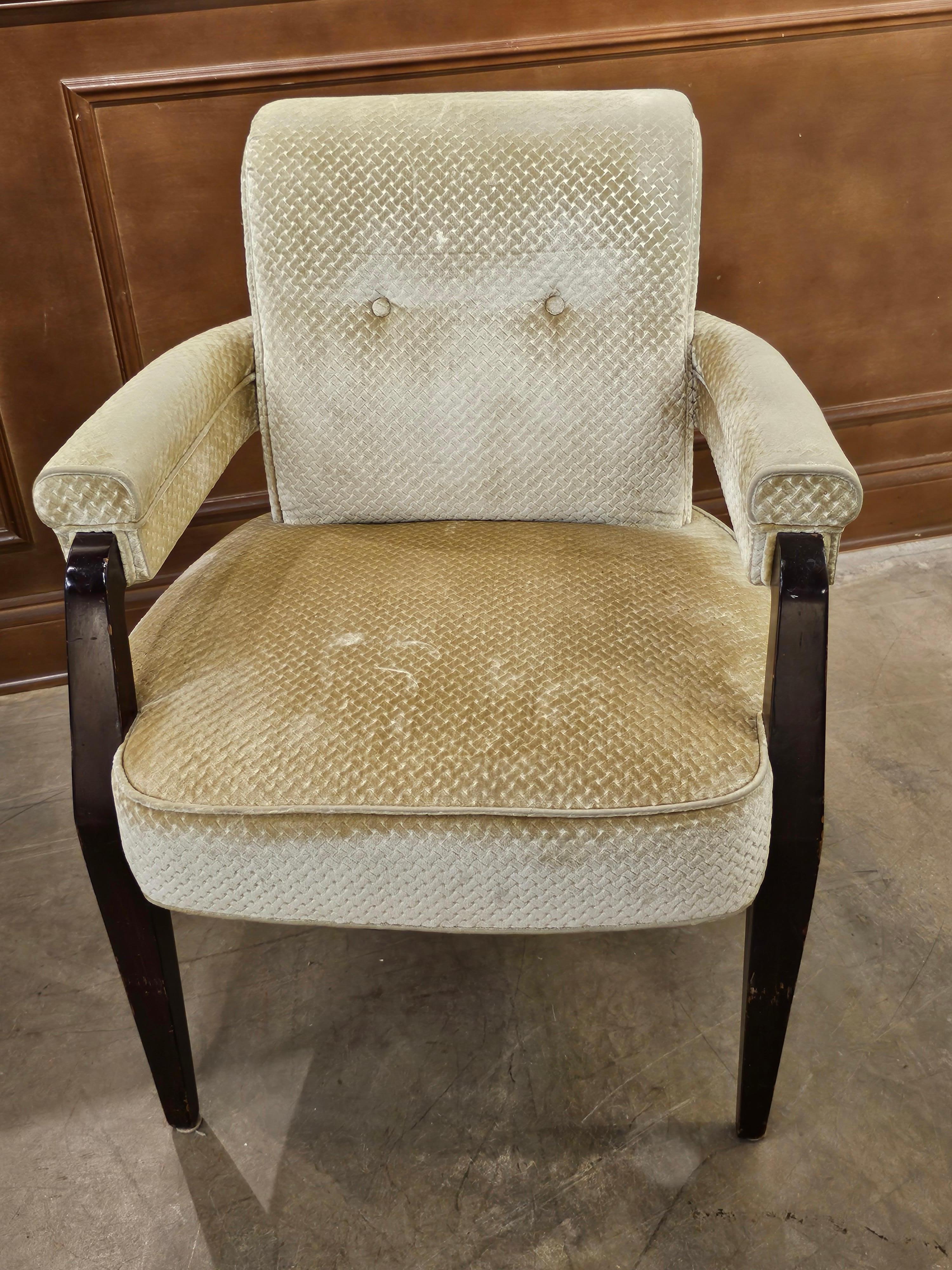 Paire de fauteuils Art Déco Jean Pascaud des années 1930 en acajou et velours taillé à la canne en vente 2