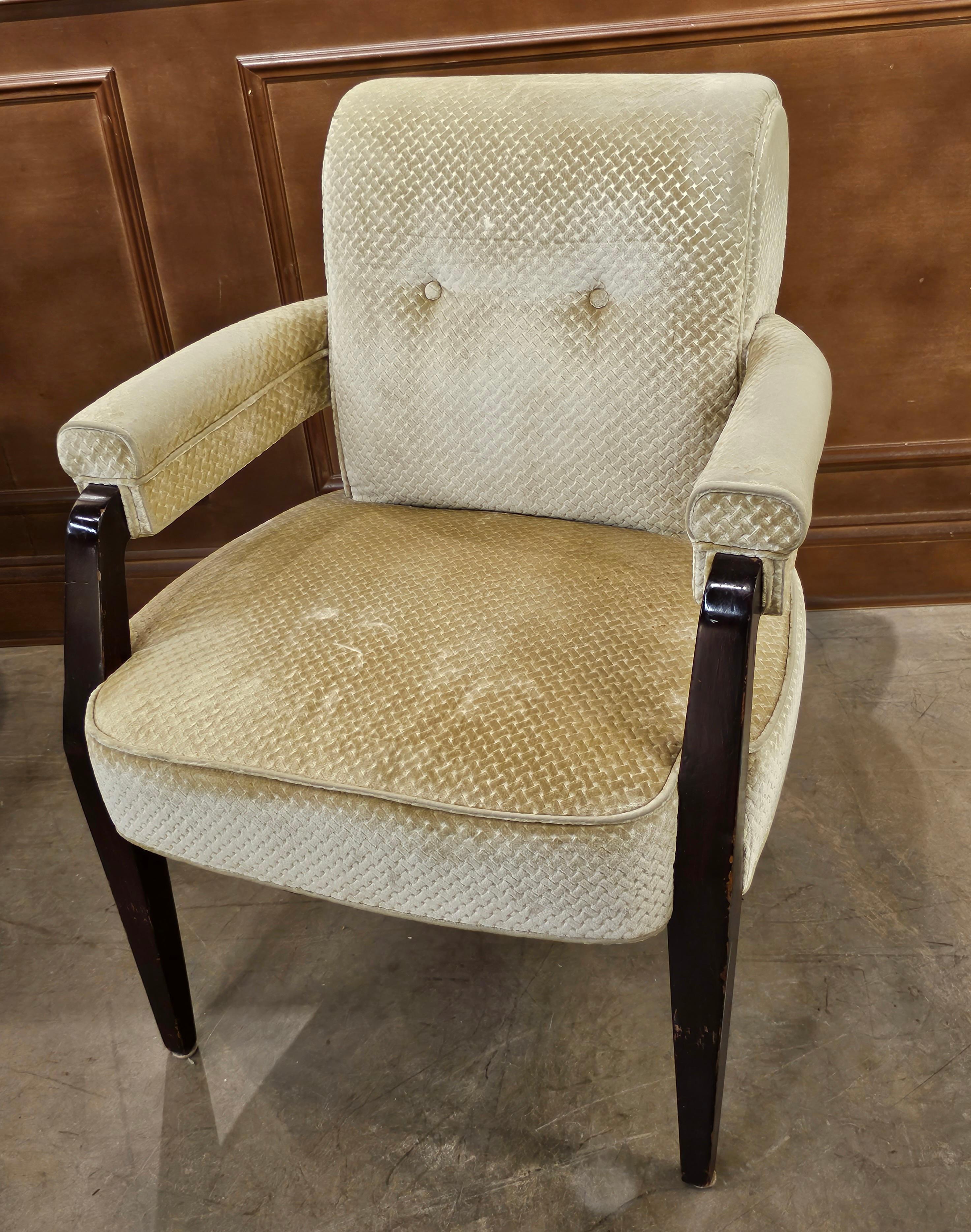 Paire de fauteuils Art Déco Jean Pascaud des années 1930 en acajou et velours taillé à la canne en vente 4
